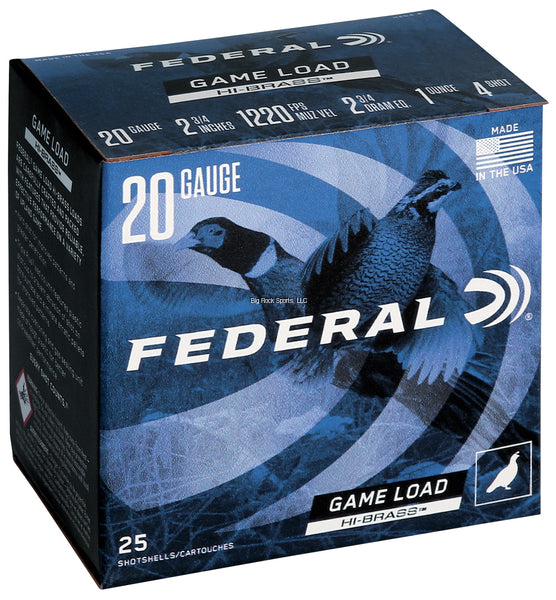 Federal H204 4 Game-Shok Upland Hi-Brass Shotshell 20 GA #4