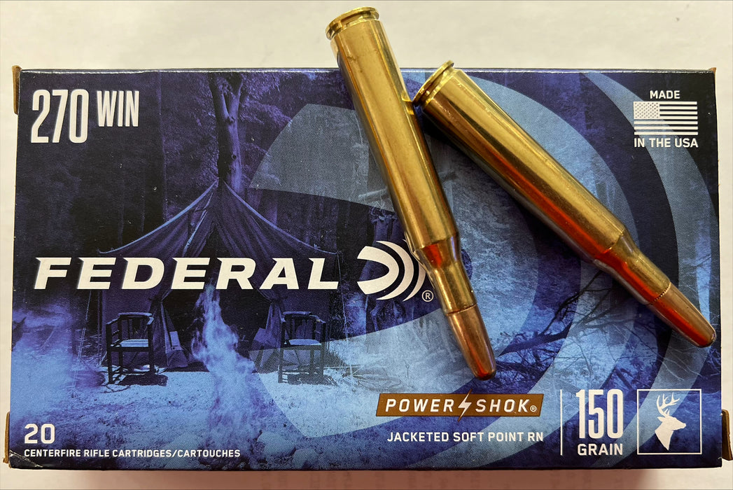 Federal 270B Power-Shok Rifle Ammo 270 WIN, SP RN, 150 Grains, 2830 fps, 20, Boxed