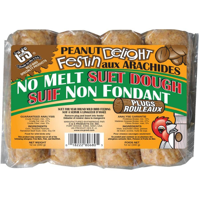 C and S No Melt Bird Suet Dough Plugs Peanut Delight, 340 g, 4 Pack