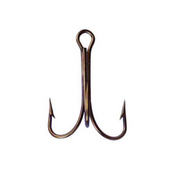Mustad 3551-BR-6-5 Classic Treble Hook, Size 6, Standard Shank, Ringed Eye, Bronze, 5 per pack