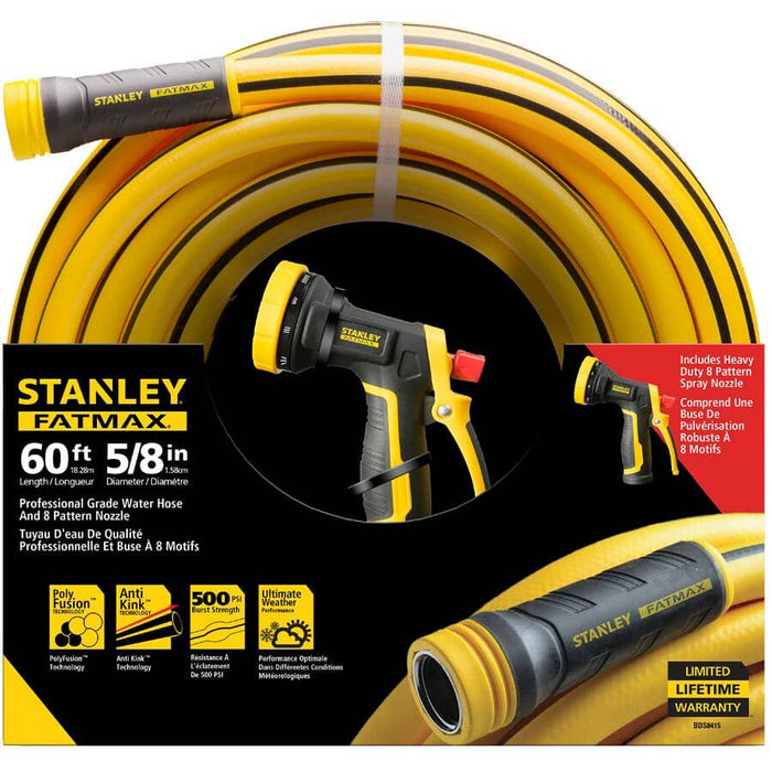 Stanley 60' Professional Grade Hose with 8 Pattern Nozzle